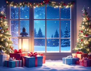 christmas tree with gift boxes