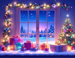 christmas tree with gift boxes