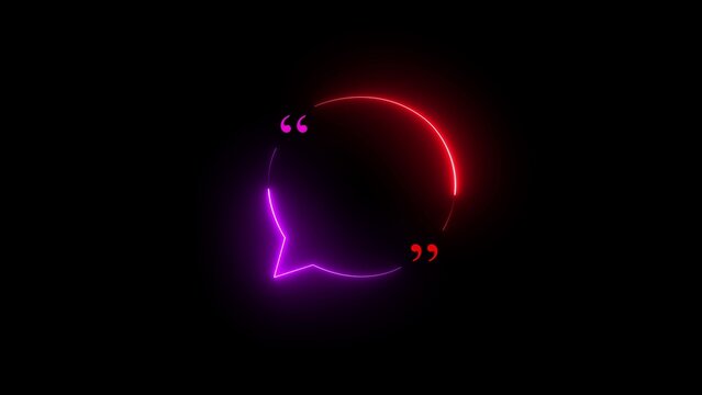 Neon colored speech bubble silhouette with purple and red glow on black background