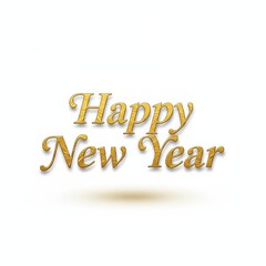 Fototapeta premium Happy New Year golden text 3D illustration on white background, festive graphic design, celebration concept, isolated view