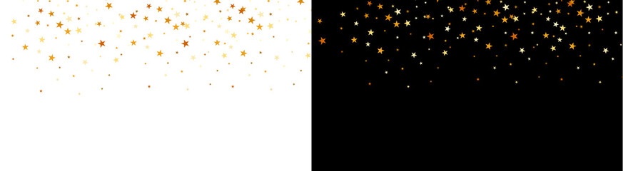 PNG image of Golden star confetti falling against a deep creating a festive and elegant border design for celebrations and holidays on transparent background