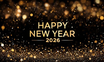 Golden Bokeh Lights Background for New Year 2026 Celebration Decor