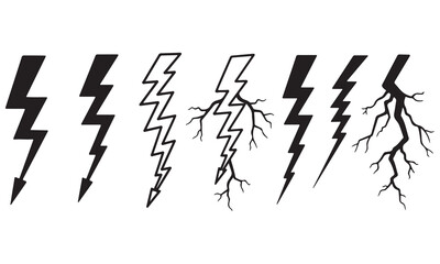 Lightning Bolt Logo Icons – Electric Power and Thunderbolt Symbol Vector Collection