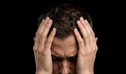 Man experiences distress in studio setting