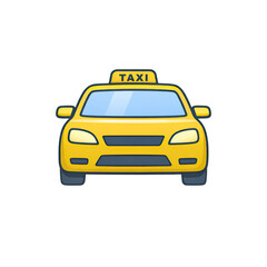 Fototapeta premium Yellow taxi cab driving through city streets at night