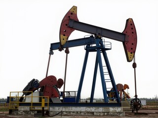 Oil pump in industrial landscape