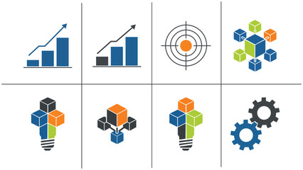 Modular Business Strategy Flat Icon Set