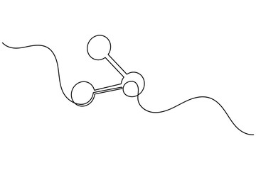 Obraz premium Molecule structure continuous line drawing, science and connection concept.