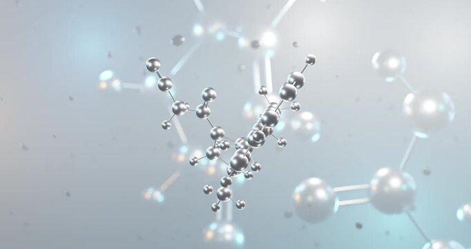 Delgocitinib rotating 3d molecule, molecular structure of jak inhibitor seamless video
