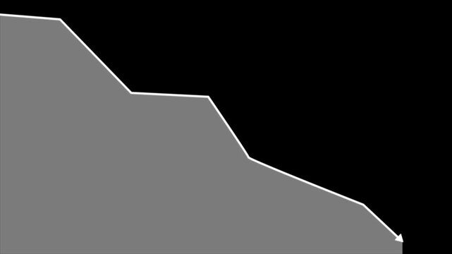 Grey downward trend graph with white outline on black background