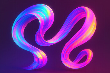 Abstract holographic ribbon forming fluid twisting shape with bright gradient reflections ideal for decorative futuristic design elements