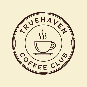 Truehaven Coffee Club Emblem with Steaming Cup.