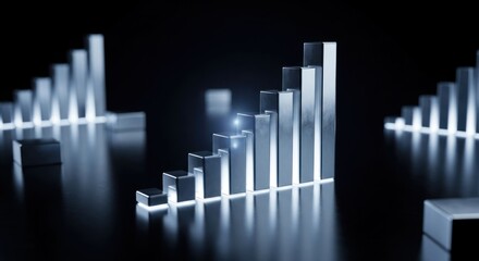 Abstract graphic of rising bar charts