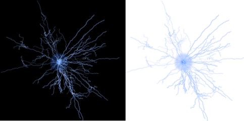 Abstract Glowing Neuron Cell with Electric Neural Connections
