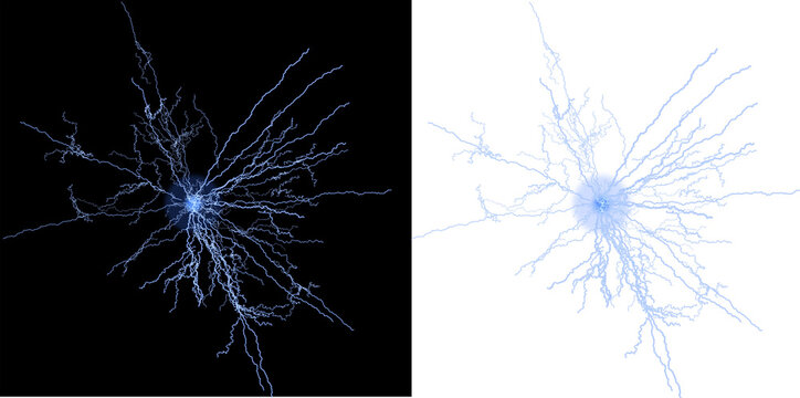 Abstract Glowing Neuron Cell with Electric Neural Connections