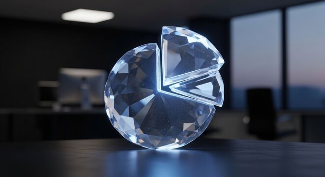 Crystal pie chart on office desk - Powered by Adobe