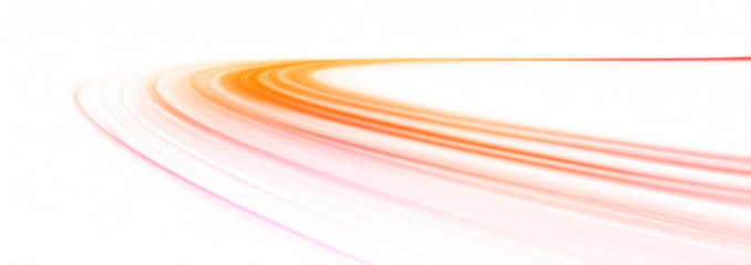 Glowing orange racing trail emits smooth luminous waves with sparkling highlights. Dynamic motion enhances the sense of speed. Orange track isolated on a transparent PNG background.