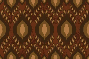 Canvas schilderij Boho stijl Traditional brown ikat seamless pattern.  © B_1_3