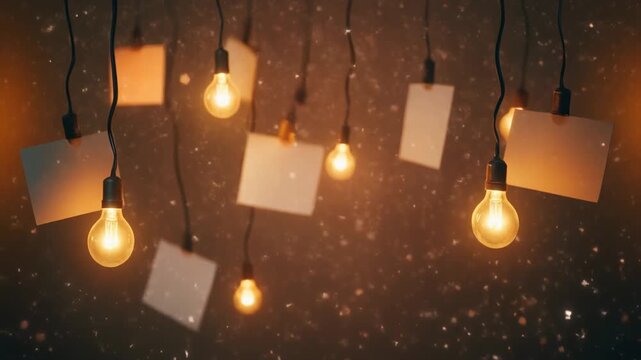 Festive holiday video showing glowing Christmas bulb string garland decorating floating 