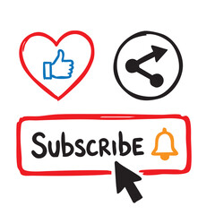 Fototapeta premium Hand Drawn Icon Social Media Like Share Subscribe