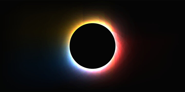 Circle illuminate frame with gradient. Blue, yellow and green round neon banner isolated on black background. Vector illustration