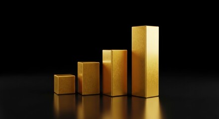 Gold bars chart on black background