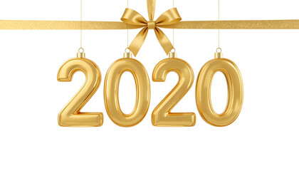 Golden 2020 New Year number symbol for celebration and holiday design