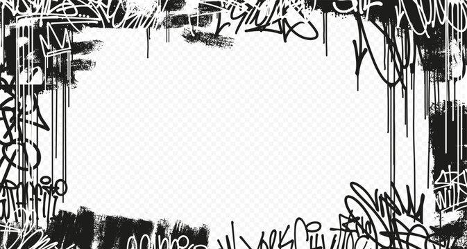 Street art vector background with hand-drawn graffiti throw-ups and tags