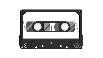 Obraz premium Vintage audio cassette tape with gray shell and exposed magnetic tape represents nostalgic music listening and retro technology.