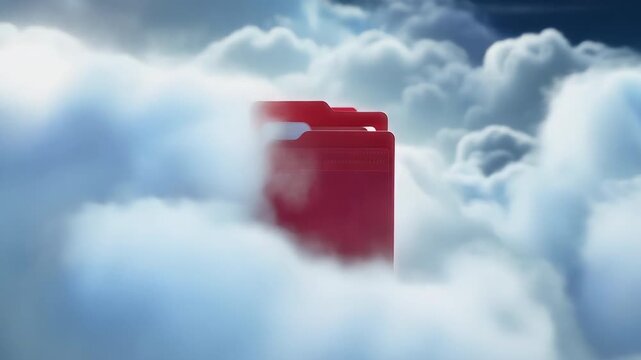 Red objects soaring through dynamic cloudscape in vibrant motion sequence