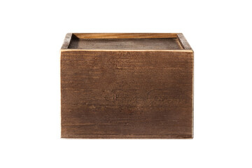Wooden container box mock-up isolated on a white background