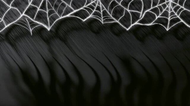 Spooky Halloween Spider Web Chalk Art on Black Background for Creative Projects