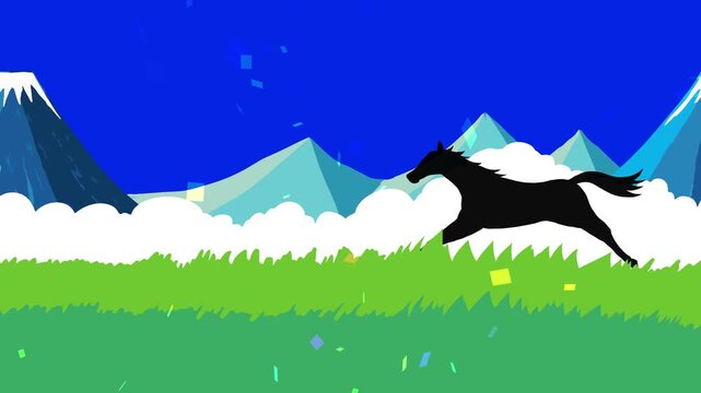 馬, 年賀状, 和風, 和柄, 新年, 動物, クリスマス, うま, ベクター, イラスト, manga