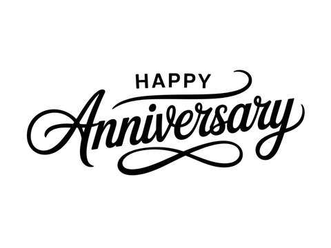Happy Anniversary Black Calligraphy Text