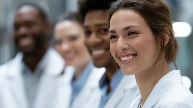 Diverse group of young researchers in laboratory setting