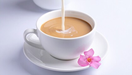 白い器に映える上品なホットミルクティー2