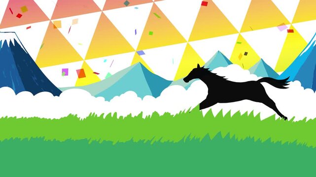 馬, 年賀状, 和風, 和柄, 新年, 動物, クリスマス, うま, ベクター, イラスト, manga