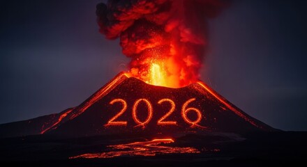 Volcano erupting, fiery 2026