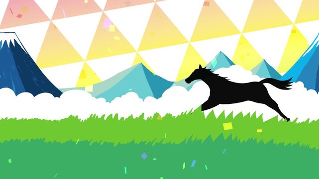 馬, 年賀状, 和風, 和柄, 新年, 動物, クリスマス, うま, ベクター, イラスト, manga