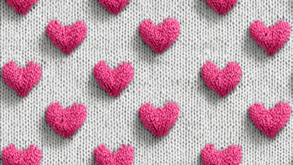 This fabric features a repeating heart pattern in pink on a cream background. It is suitable for Valentine's Day crafts and decorations, making it ideal for gifts or festive items.