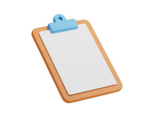 3d clipboard icon isolated on transparent background