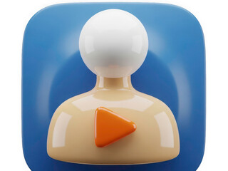 3d video play button icon isolated on transparent background