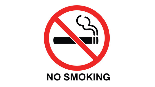 A clear red circle with a diagonal line through a lit cigarette, indicating a no smoking zone.