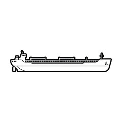 Obraz premium Simple black and white line drawing of a large cargo ship vessel