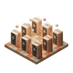 Isometric 3D Clay Model: Data Center Server Room [Transparent PNG]
