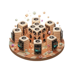 Isometric 3D Clay Model: Data Center Server Room [Transparent PNG]