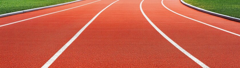 Fototapeta premium Red running track with crisp white lines vibrant red running track marked by distinct white lines