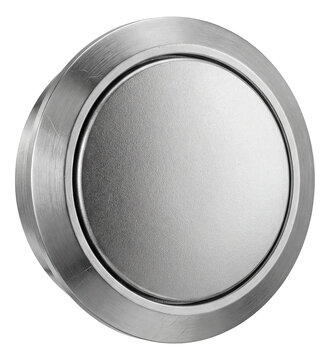 Durable flush button for public restrooms in urban settings.