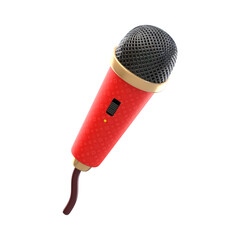 Realistic Detailed Red patterned Microphone Illustration Isolated on Black Background