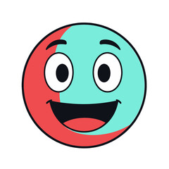 Fototapeta premium Happy cartoon face with a teal and red design.